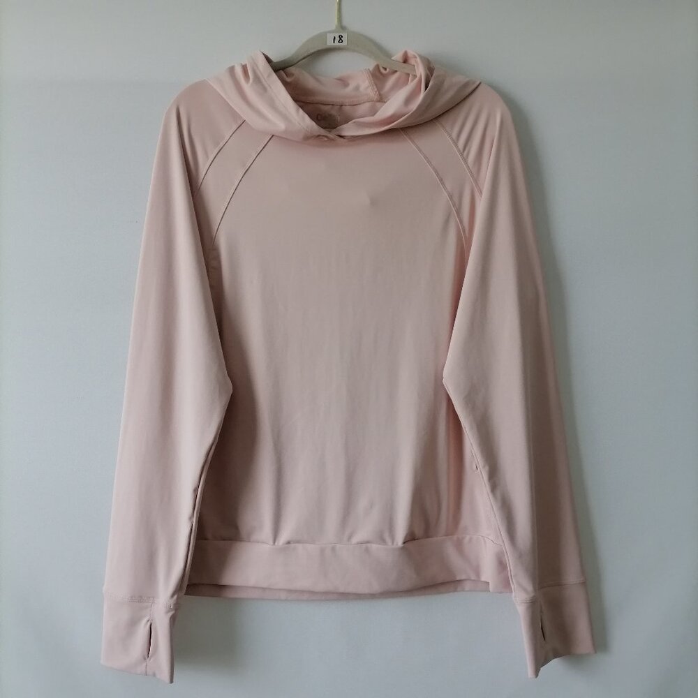 Oalka Womens Pink Long Sleeve Performance Running Pullover Hoodie Size XL